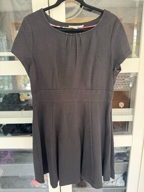Boden Black Short-Sleeve Fit-and-Flare Dress, size 14